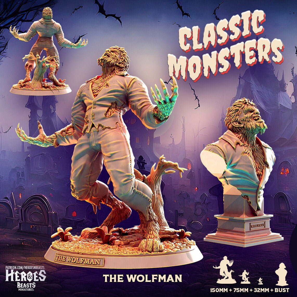 The Wolfman Miniature | The Wolfman - Tabletop RPG & D&D miniature. Perfect for wargaming & collectors