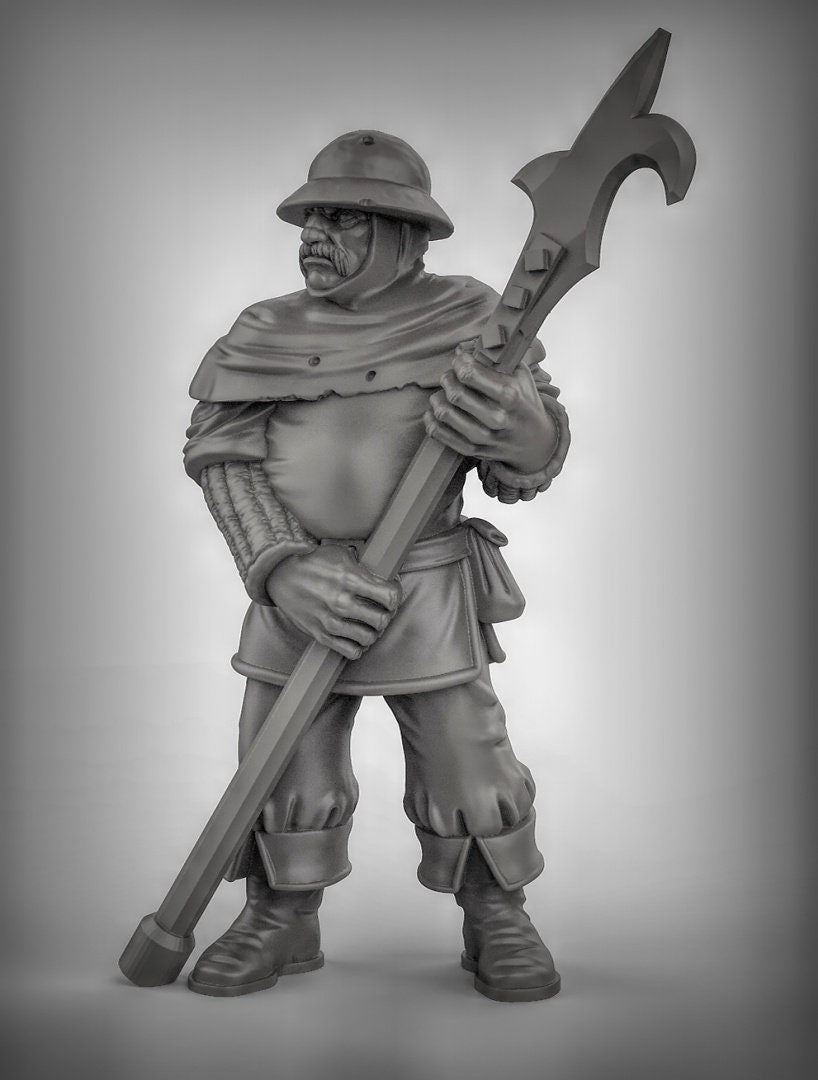 Town Folk Guard Miniature | Left - Tabletop RPG & D&D miniature. Perfect for wargaming & collectors