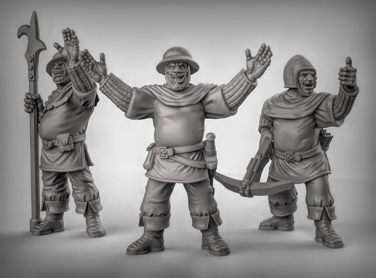 Town Folk Guards Miniature | Set of 3 - Tabletop RPG & D&D miniature. Perfect for wargaming & collectors