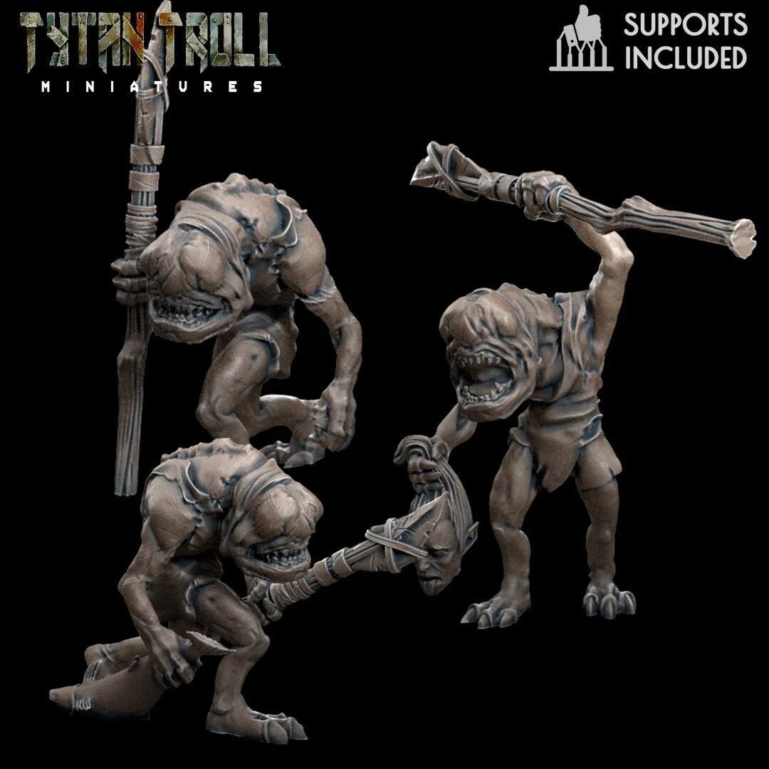 Troglodyte Bundle Miniature | Set of 3 - Tabletop RPG & D&D miniature. Perfect for wargaming & collectors
