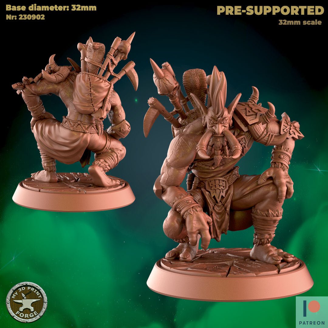Troll Warlock Cleric Set 2 Miniature | A - Tabletop RPG & D&D miniature. Perfect for wargaming & collectors