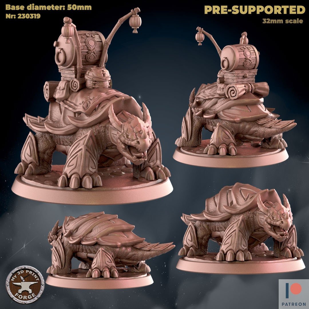 Turtle Mount Miniature | Set of 2 - Tabletop RPG & D&D miniature. Perfect for wargaming & collectors