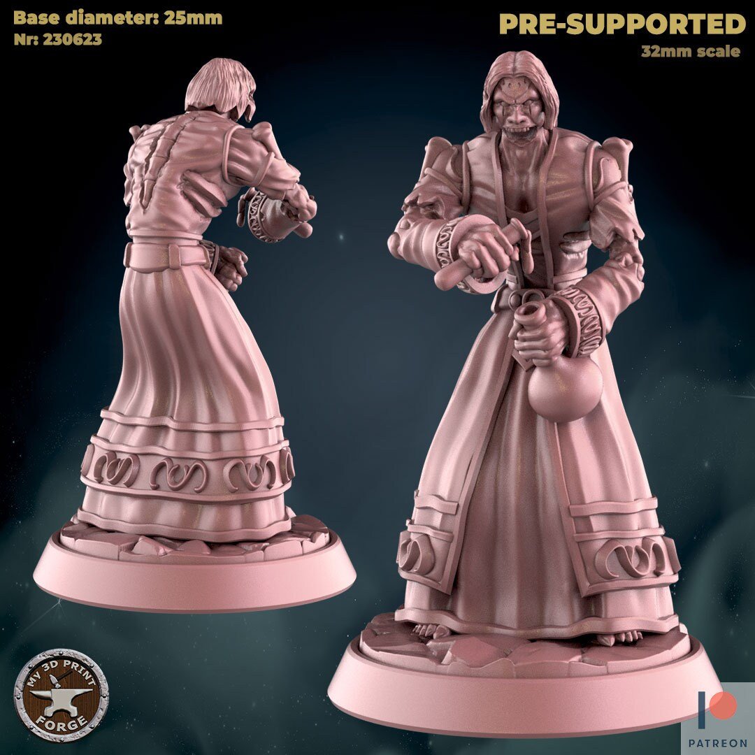 Undead Alchemist Miniature | B - Tabletop RPG & D&D miniature. Perfect for wargaming & collectors