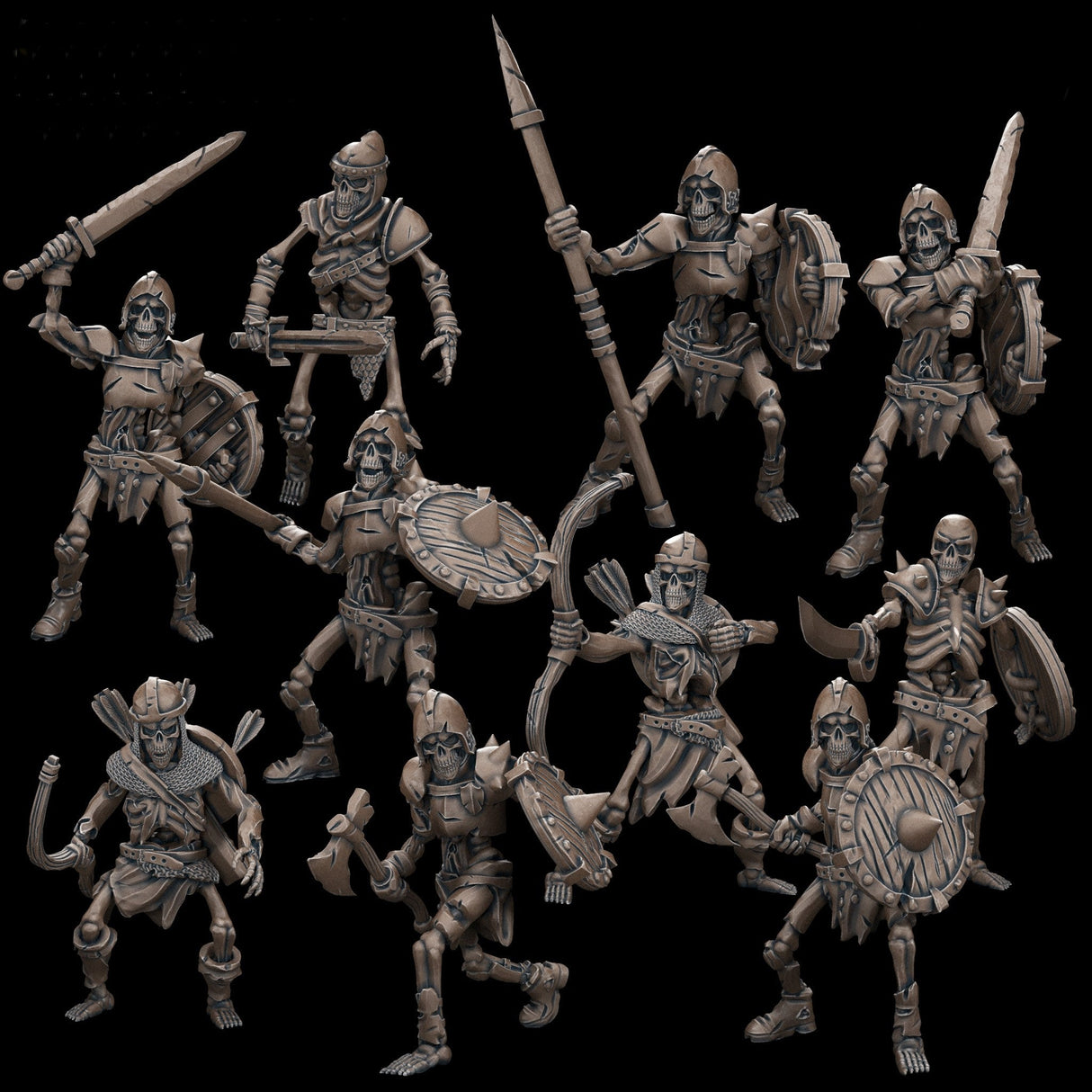 Undead Army Skeleton Miniature | Full Set All Models - Tabletop RPG & D&D miniature. Perfect for wargaming & collectors