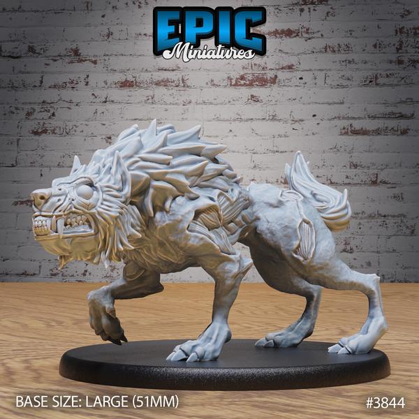 Undead Dire Wolf Miniature | 3844 - Tabletop RPG & D&D miniature. Perfect for wargaming & collectors