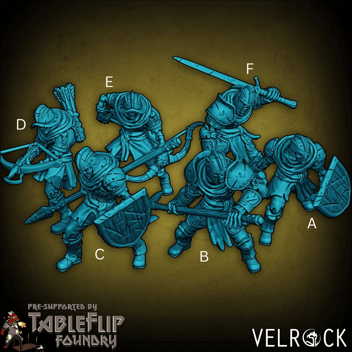 Undead Militia Miniature | Set of 6 - Tabletop RPG & D&D miniature. Perfect for wargaming & collectors