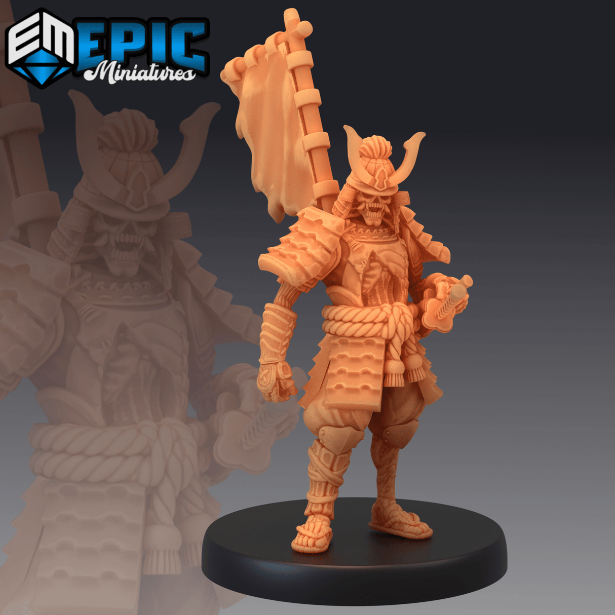 Undead Samurai Miniature | A - Tabletop RPG & D&D miniature. Perfect for wargaming & collectors
