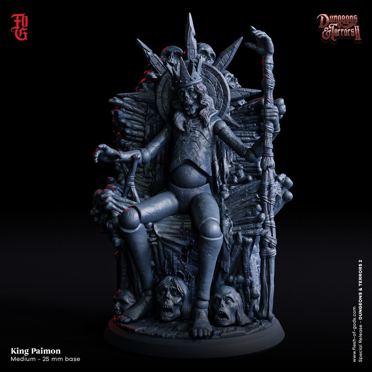Undead, Vampire Horror Character Miniature | King Paimon - Tabletop RPG & D&D miniature. Perfect for wargaming & collectors