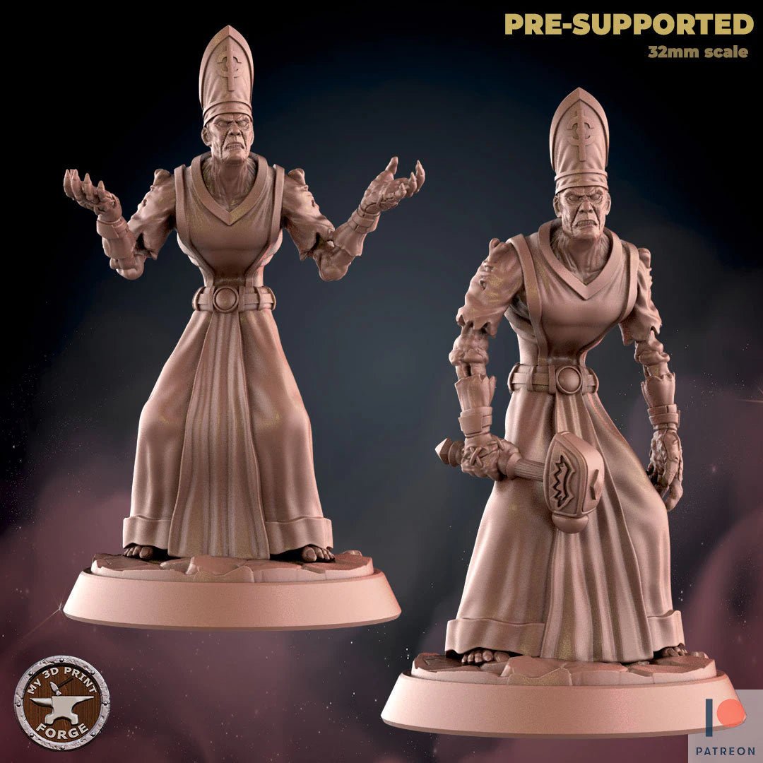 Undead Warlock, Priest Miniature | Set of 2 - Tabletop RPG & D&D miniature. Perfect for wargaming & collectors