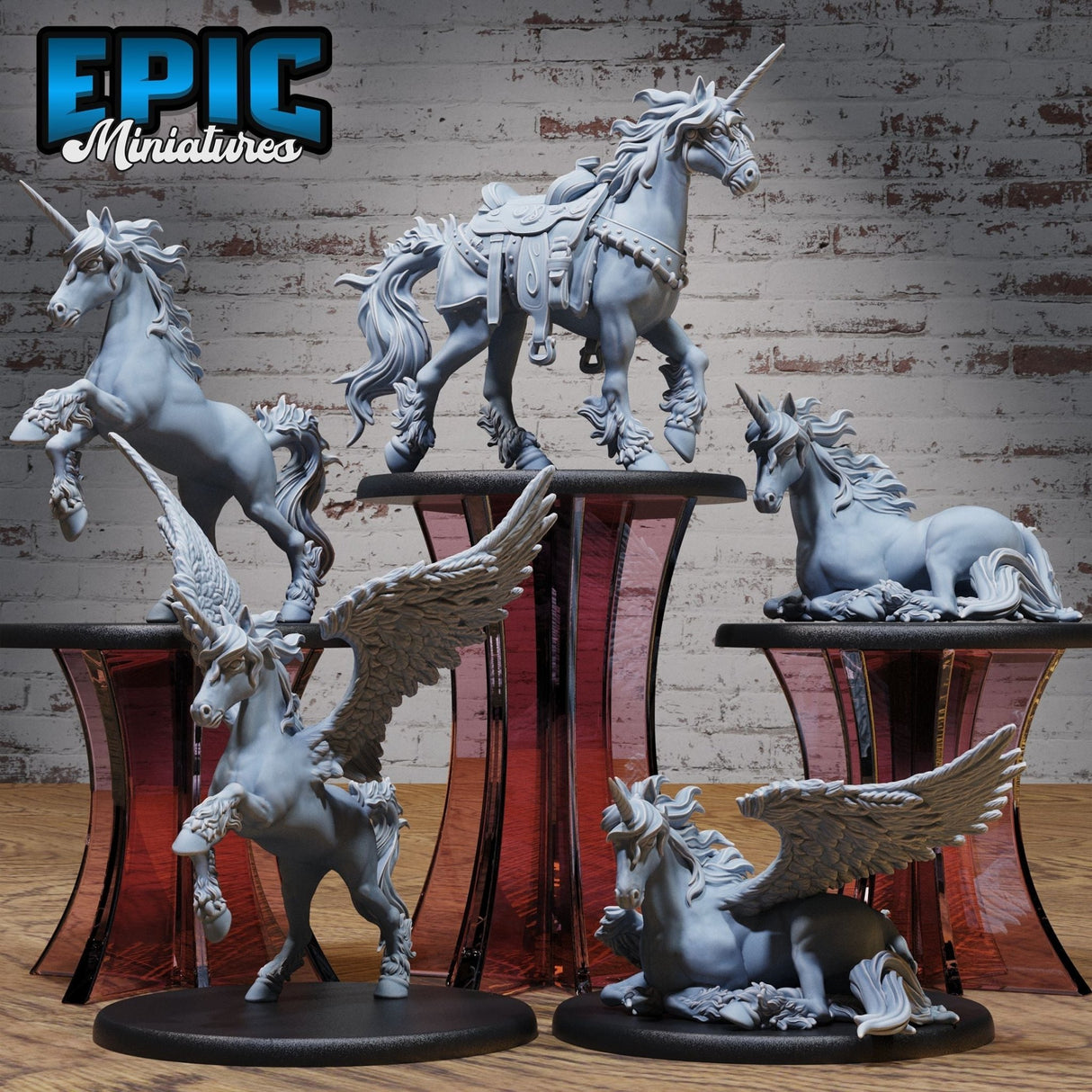 Unicorn Classic Miniature | Set of 3 - Tabletop RPG & D&D miniature. Perfect for wargaming & collectors