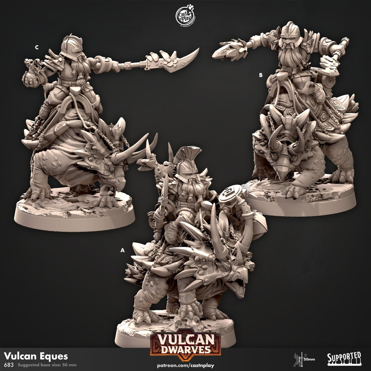 Vulcan Eques, Vulcan Dwarves Miniature | A - Tabletop RPG & D&D miniature. Perfect for wargaming & collectors