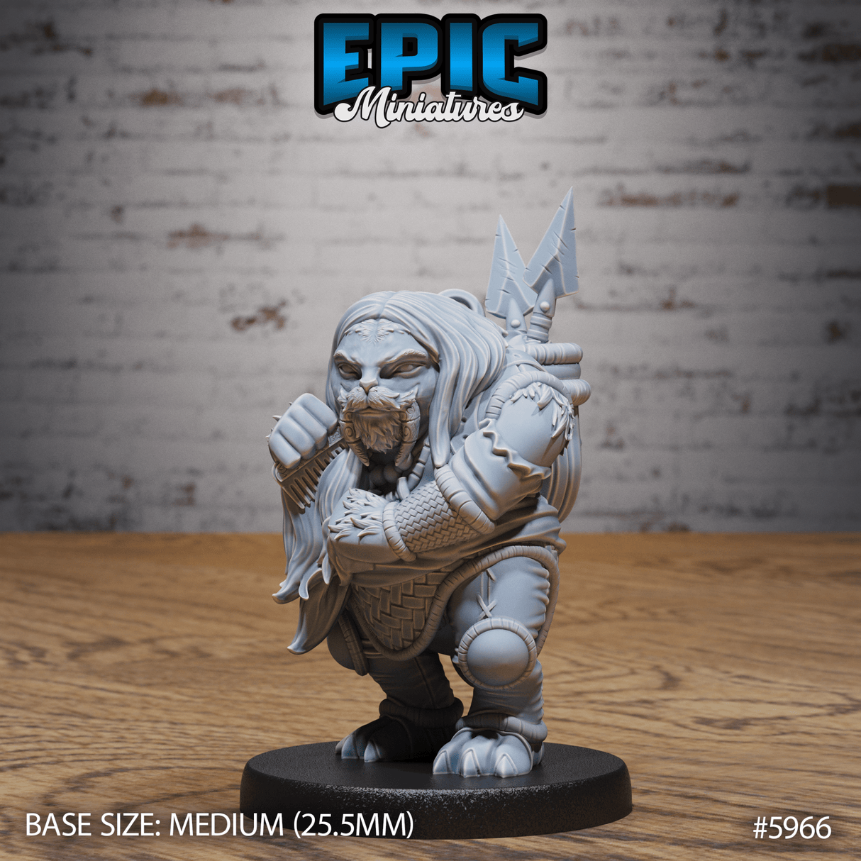 Walrus Folk Huntress Miniature | A - Tabletop RPG & D&D miniature. Perfect for wargaming & collectors