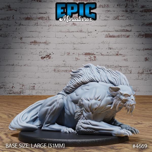 Warg Beast Miniature | 4669 - Tabletop RPG & D&D miniature. Perfect for wargaming & collectors