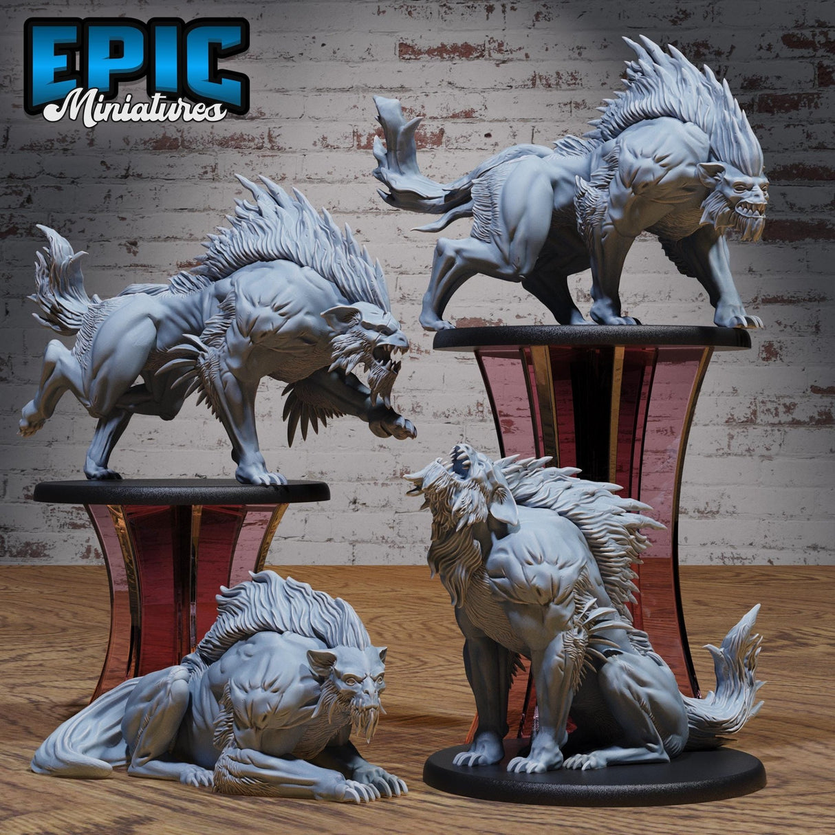 Warg Beast Miniature | Full Set All Models - Tabletop RPG & D&D miniature. Perfect for wargaming & collectors