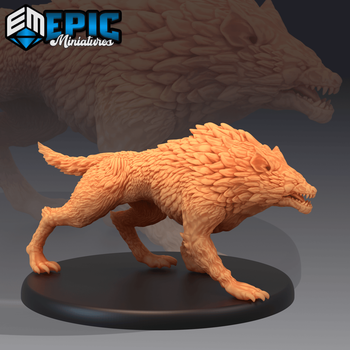Warg Wolf Miniature | A - Tabletop RPG & D&D miniature. Perfect for wargaming & collectors
