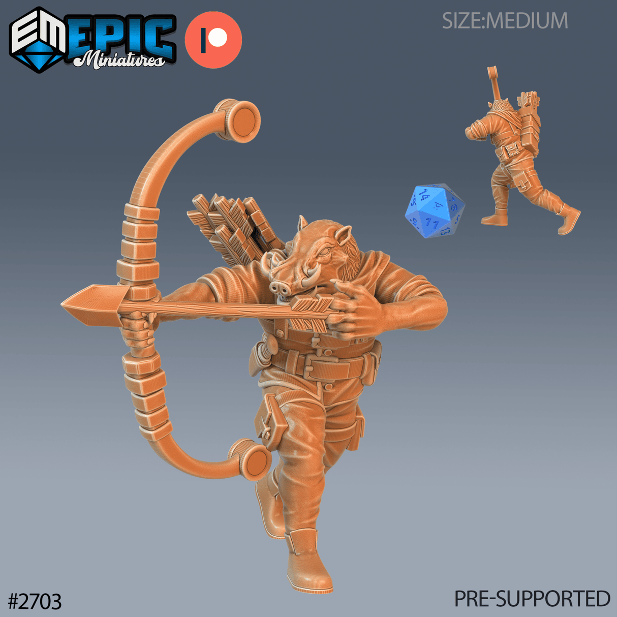 Wart Hog Set 2 Miniature | A - Tabletop RPG & D&D miniature. Perfect for wargaming & collectors
