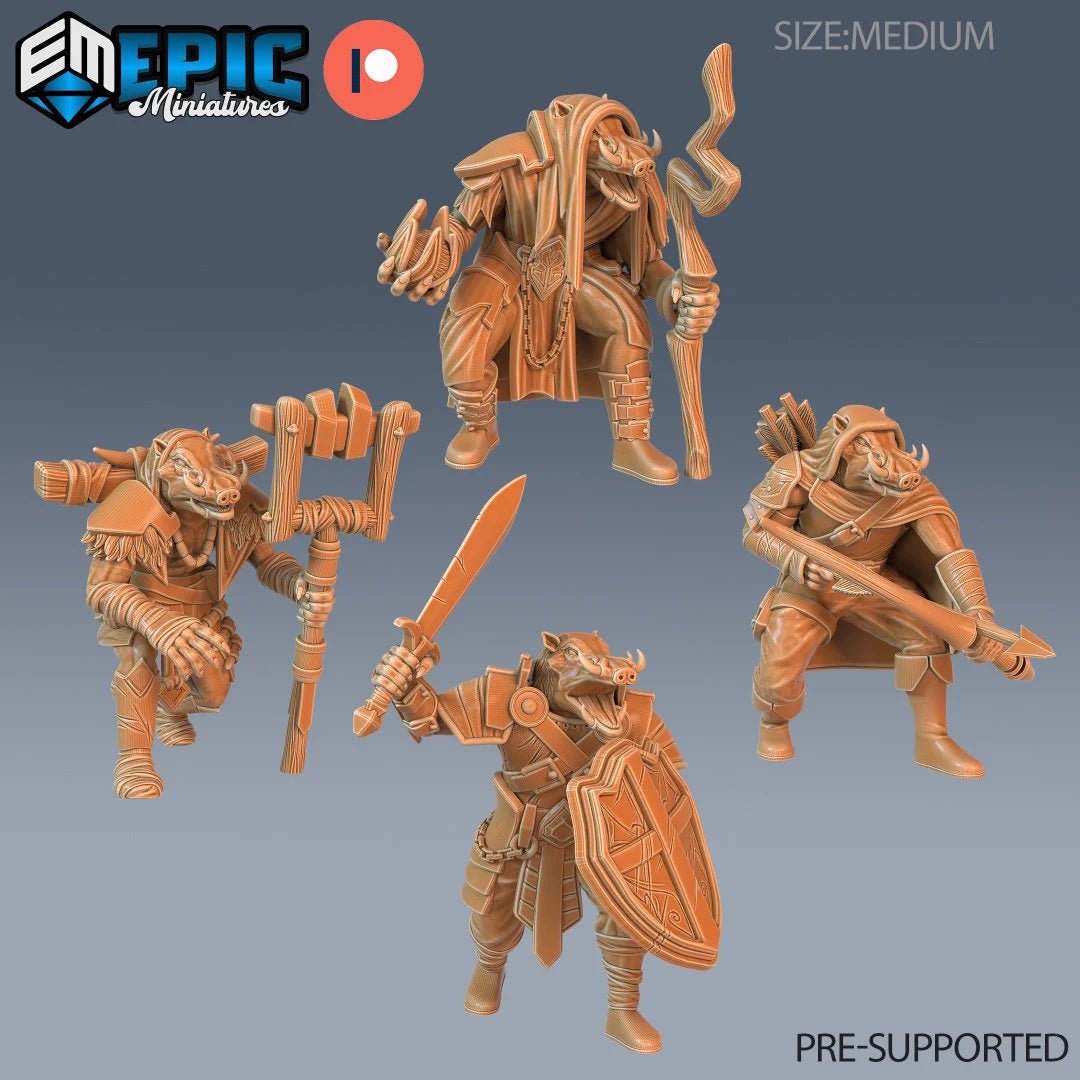 Wart Hog Set 1 Miniature | Set of 4 - Tabletop RPG & D&D miniature. Perfect for wargaming & collectors