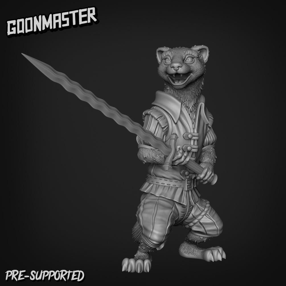 Weasel Fighter Miniature | A - Tabletop RPG & D&D miniature. Perfect for wargaming & collectors