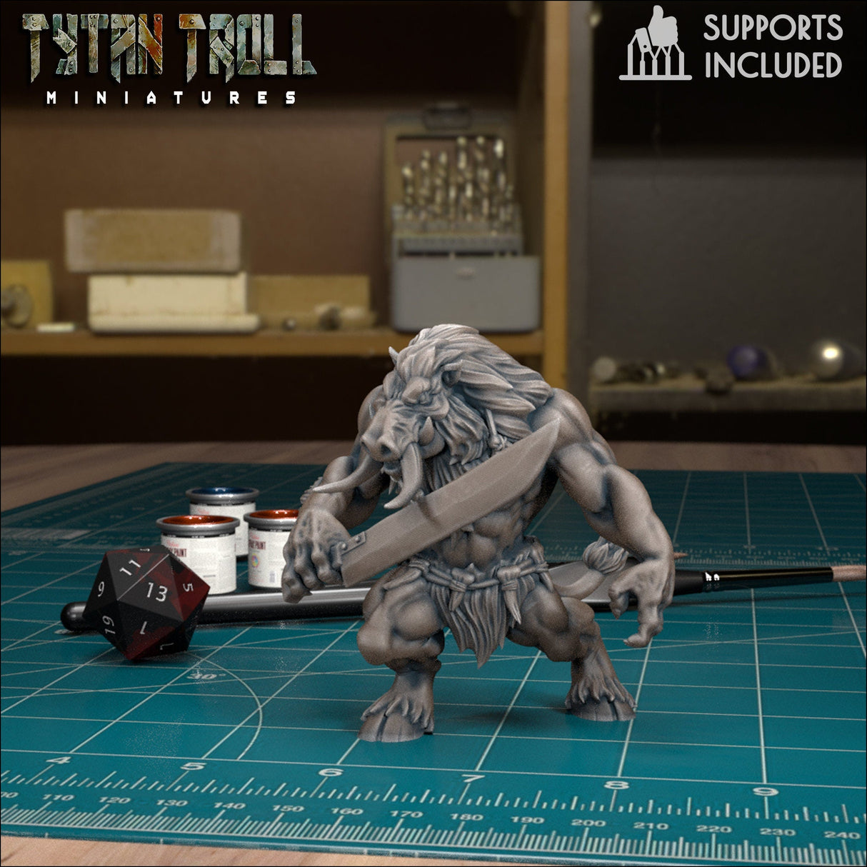 Wereboar Bundle Miniature | Wereboar 2 - Tabletop RPG & D&D miniature. Perfect for wargaming & collectors
