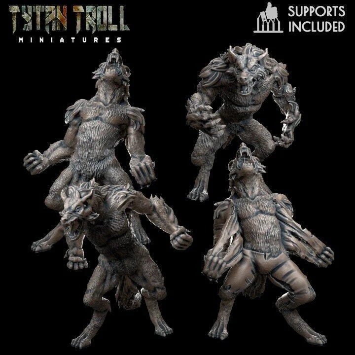 Werewolf Bundle Miniature | Set of 4 - Tabletop RPG & D&D miniature. Perfect for wargaming & collectors