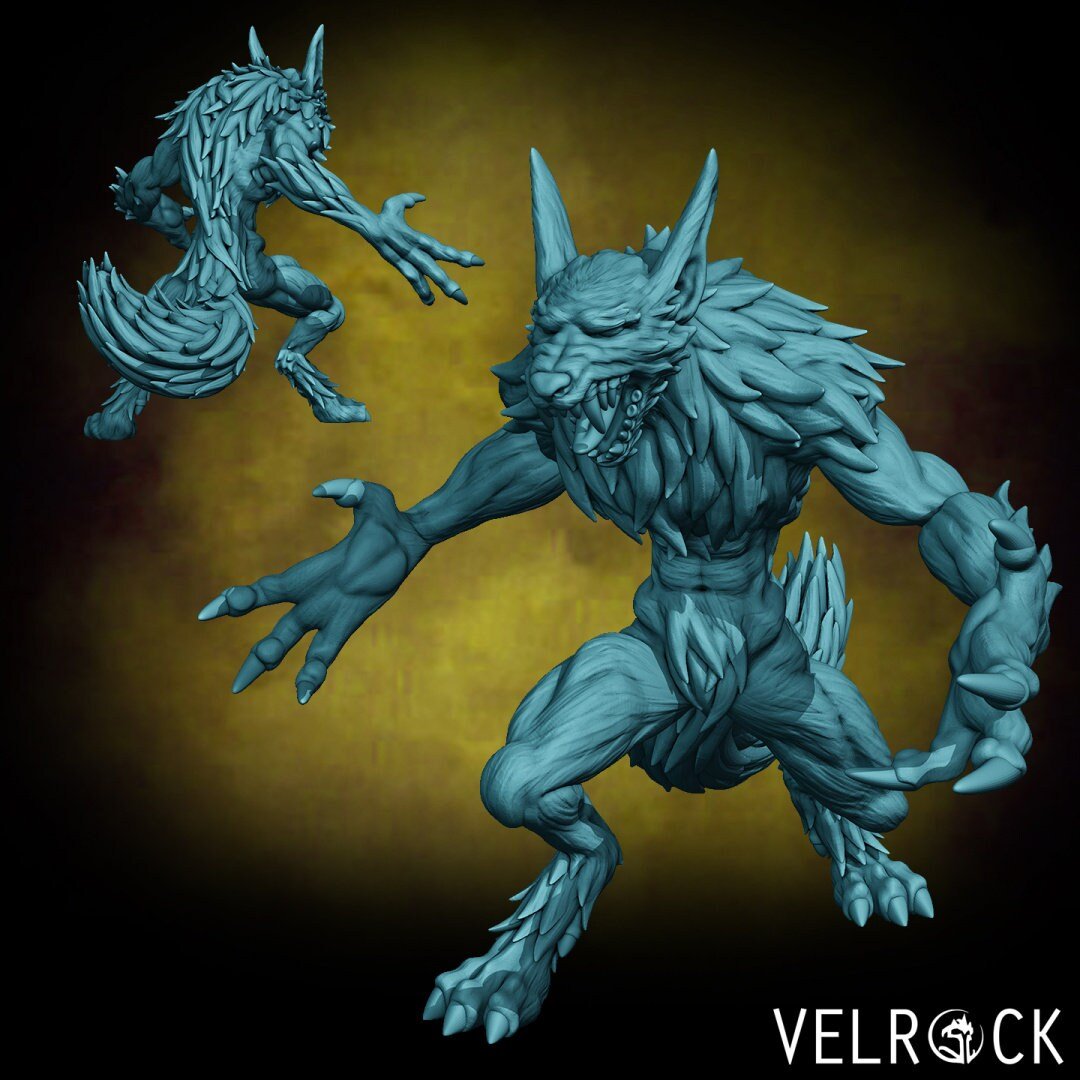 Werewolf Pack Miniature | A - Tabletop RPG & D&D miniature. Perfect for wargaming & collectors