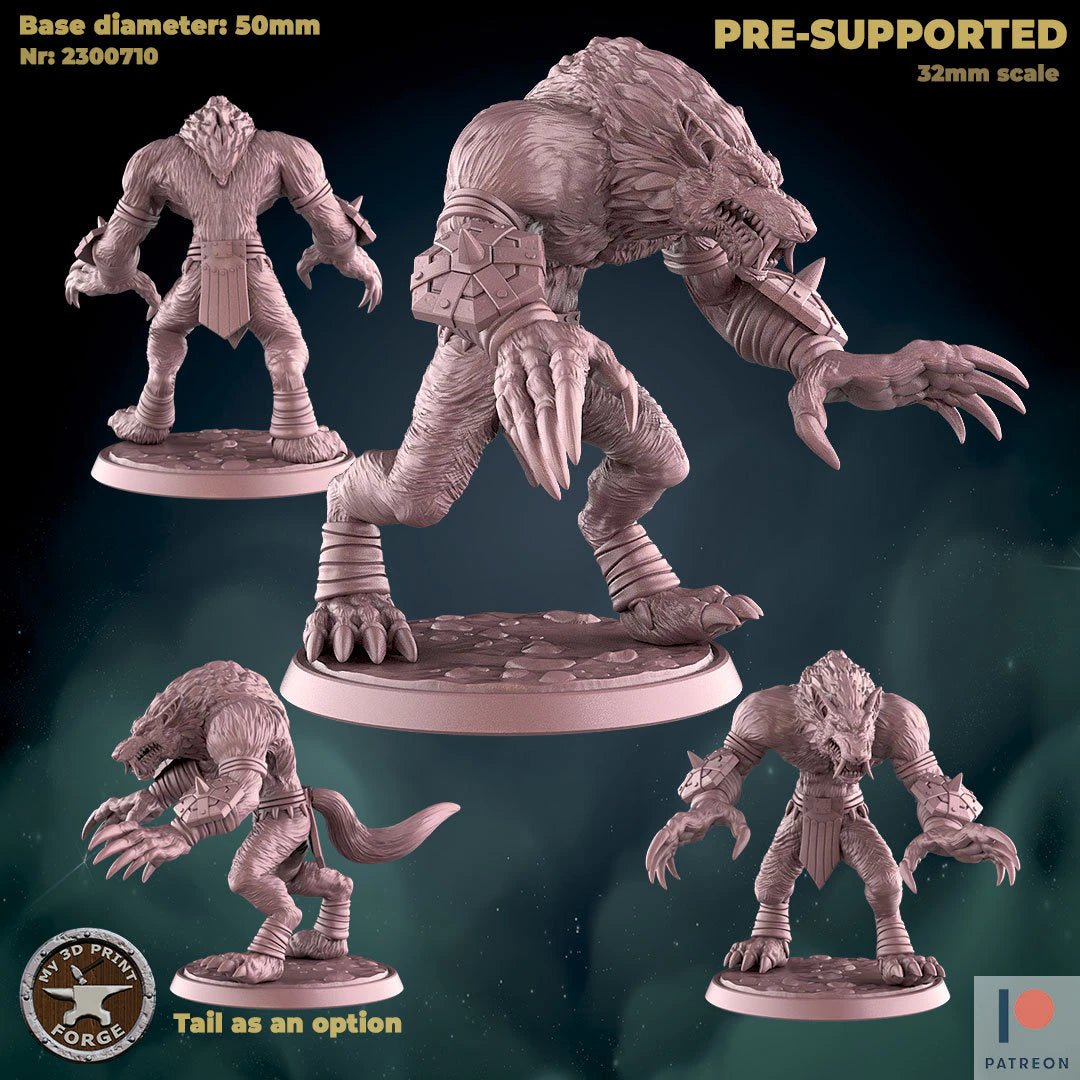 Werewolf Female Male 2 Miniature | A - Tabletop RPG & D&D miniature. Perfect for wargaming & collectors