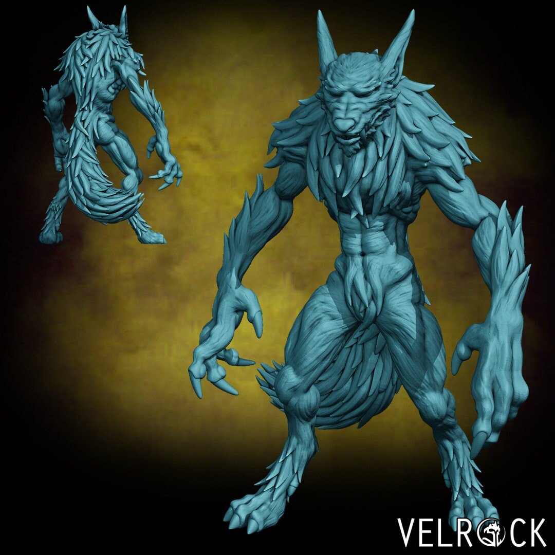 Werewolf Pack Miniature | C - Tabletop RPG & D&D miniature. Perfect for wargaming & collectors