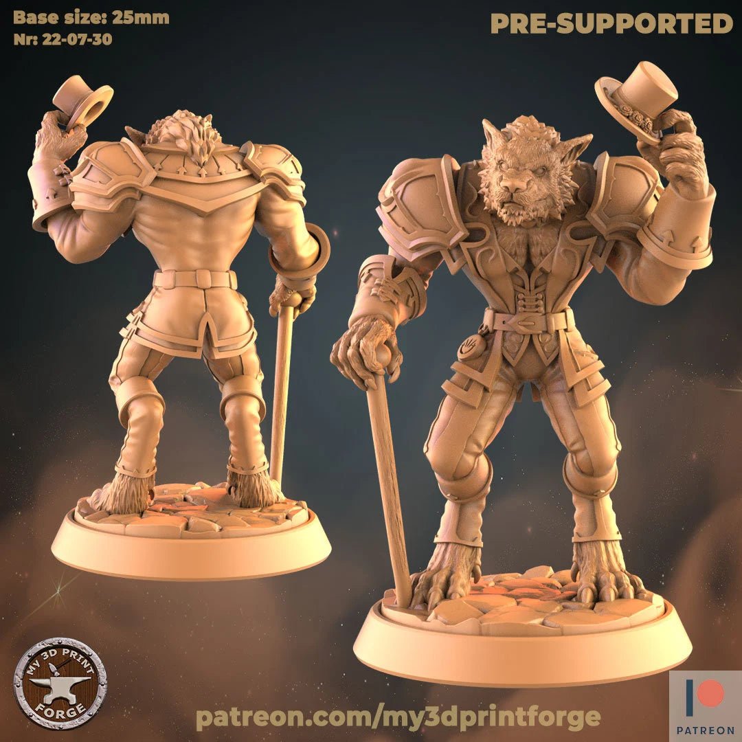 Werewolf Female Male Miniature | E - Tabletop RPG & D&D miniature. Perfect for wargaming & collectors