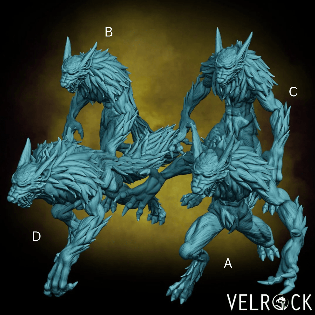 Werewolf Pack Miniature | set of 4 - Tabletop RPG & D&D miniature. Perfect for wargaming & collectors