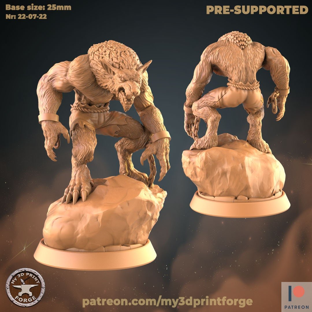 Werewolf Steampunk Miniature | 226 - Tabletop RPG & D&D miniature. Perfect for wargaming & collectors