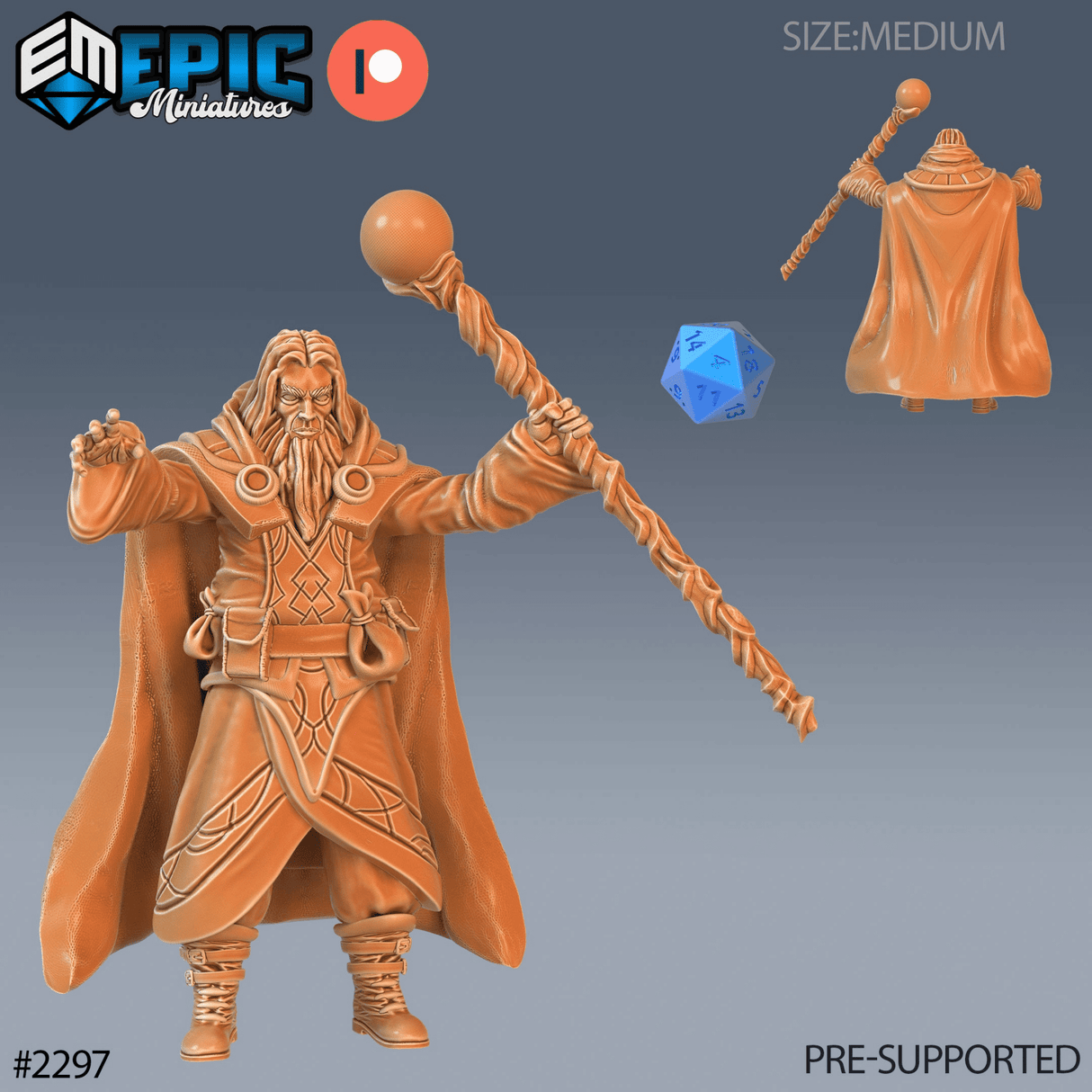 Wizard Adventurer Miniature | A - Tabletop RPG & D&D miniature. Perfect for wargaming & collectors