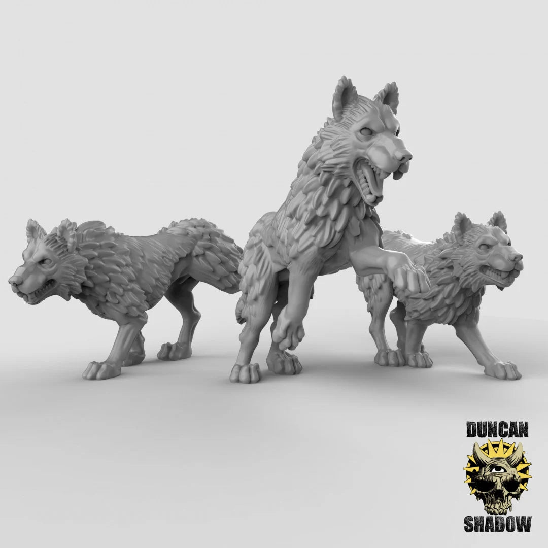 Wolf Miniature | Set of 3 - Tabletop RPG & D&D miniature. Perfect for wargaming & collectors