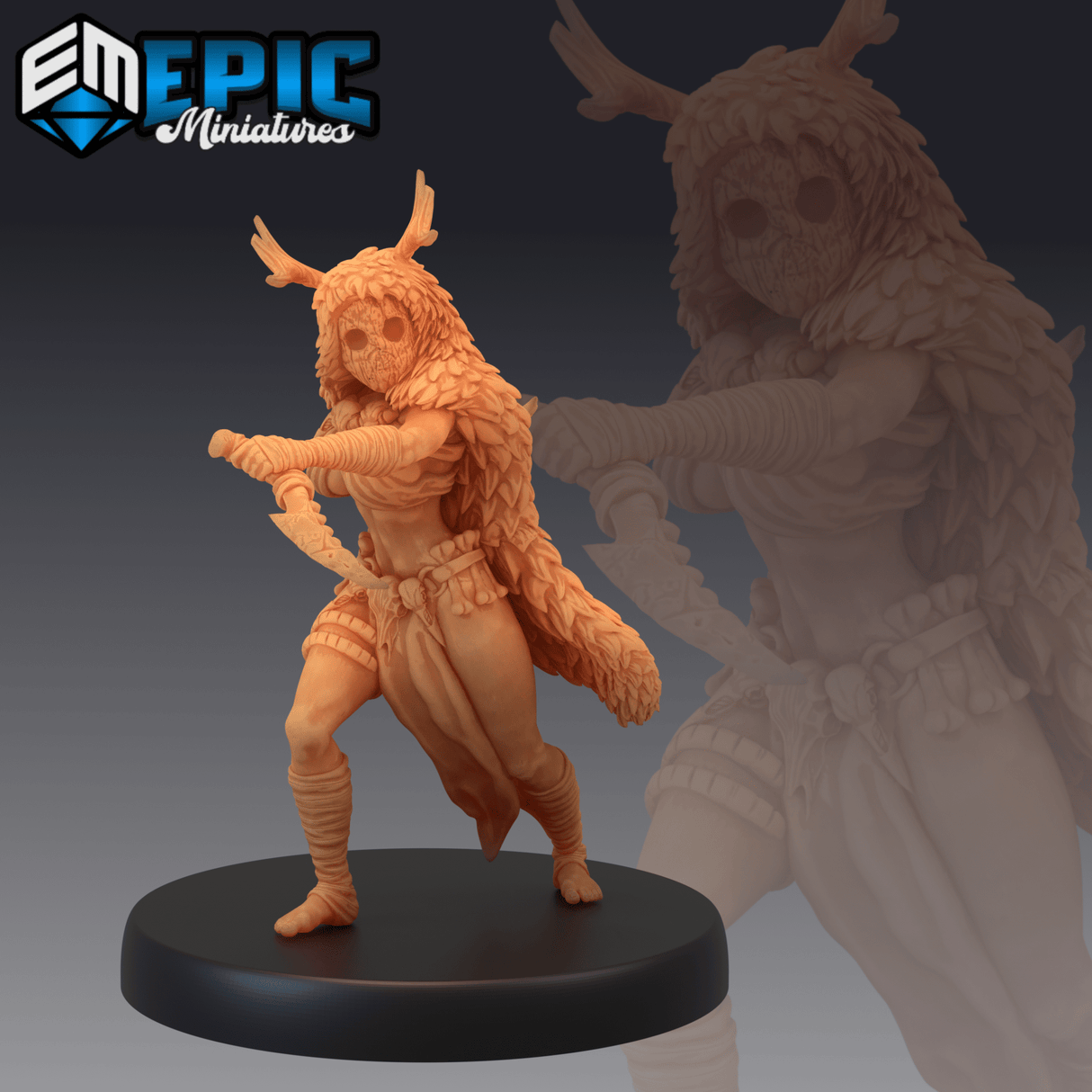 Wood Mask Miniature | B - Tabletop RPG & D&D miniature. Perfect for wargaming & collectors