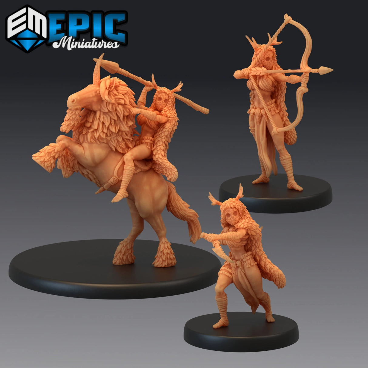 Wood Mask Miniature | Set of 3 - Tabletop RPG & D&D miniature. Perfect for wargaming & collectors