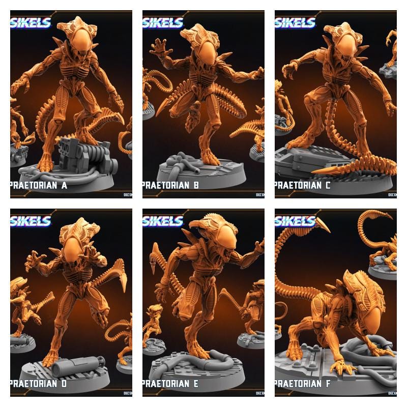 Xeno Praetorian Alien Miniature | Full Set All Models - Tabletop RPG & D&D miniature. Perfect for wargaming & collectors