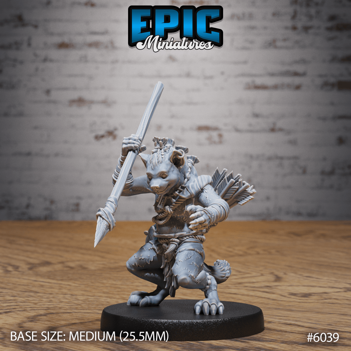 Young Gnoll Miniature | 6039 - Tabletop RPG & D&D miniature. Perfect for wargaming & collectors