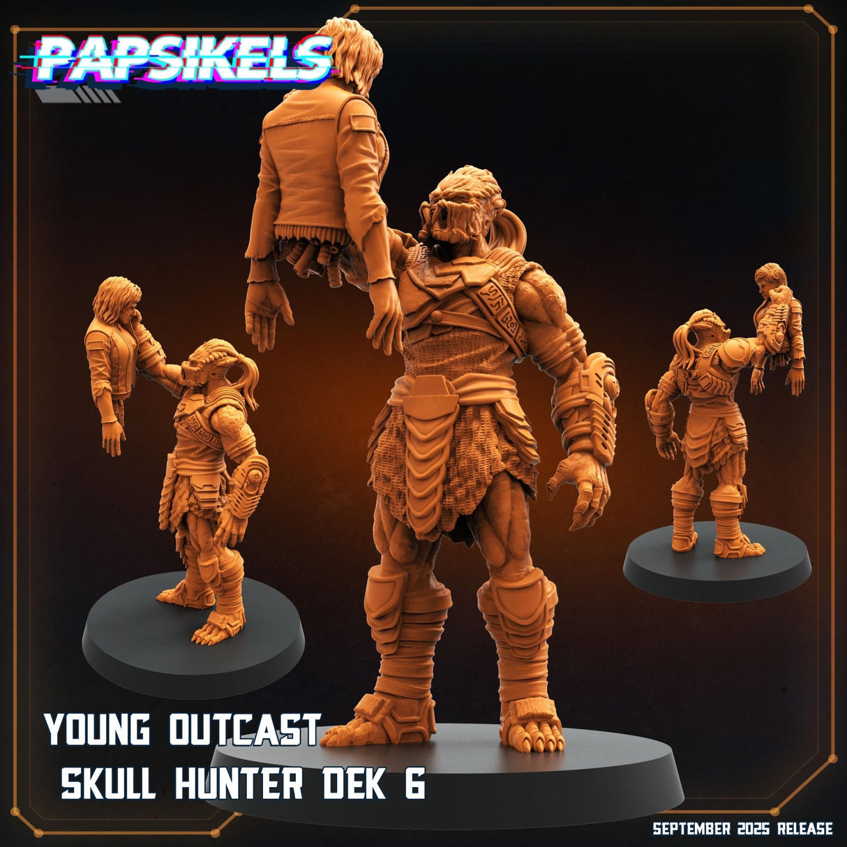 Young Skull Hunter and Companion | Young Outcast 6 - Tabletop RPG & D&D miniature. Perfect for wargaming & collectors