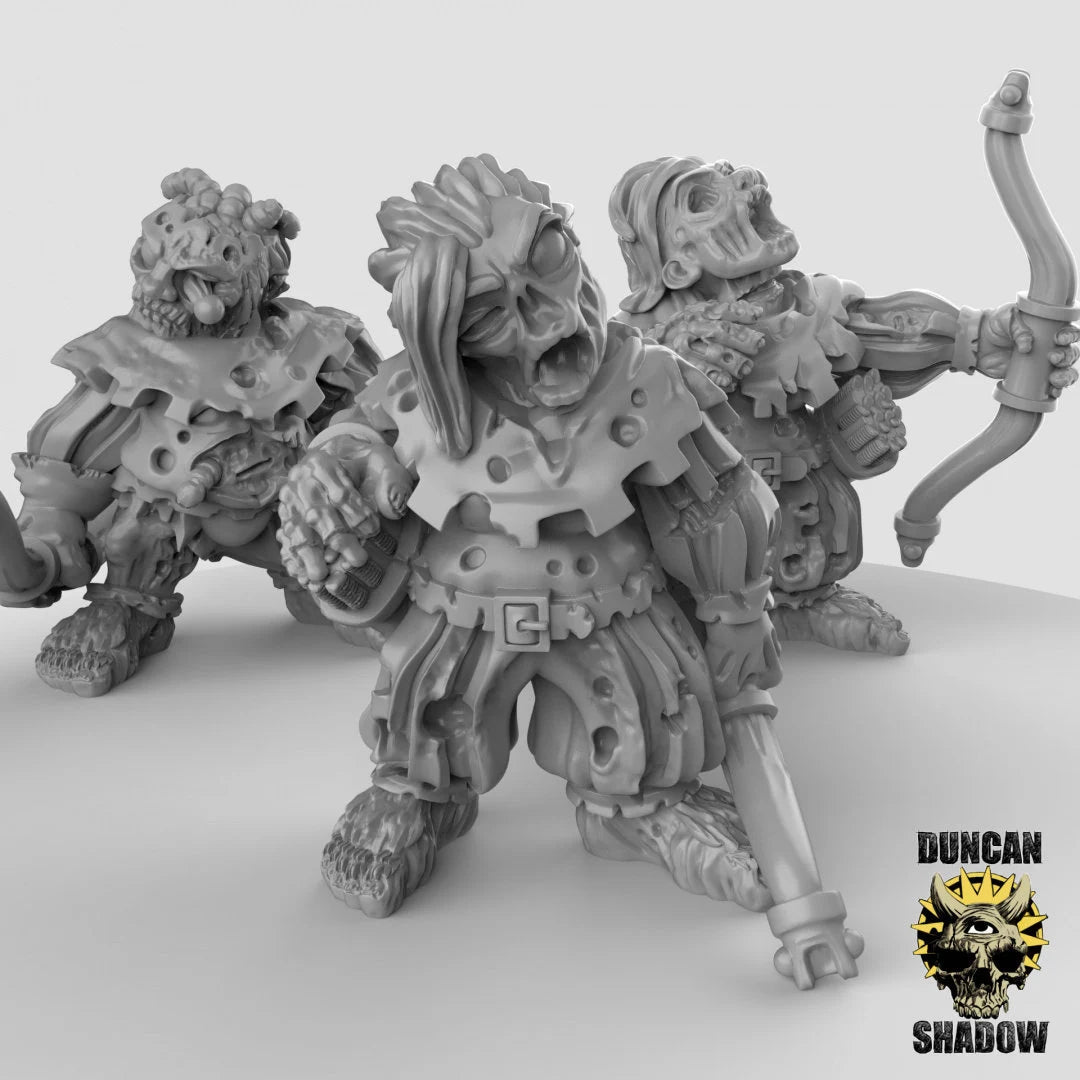 Zombies Archers Miniature | Set of 3 - Tabletop RPG & D&D miniature. Perfect for wargaming & collectors