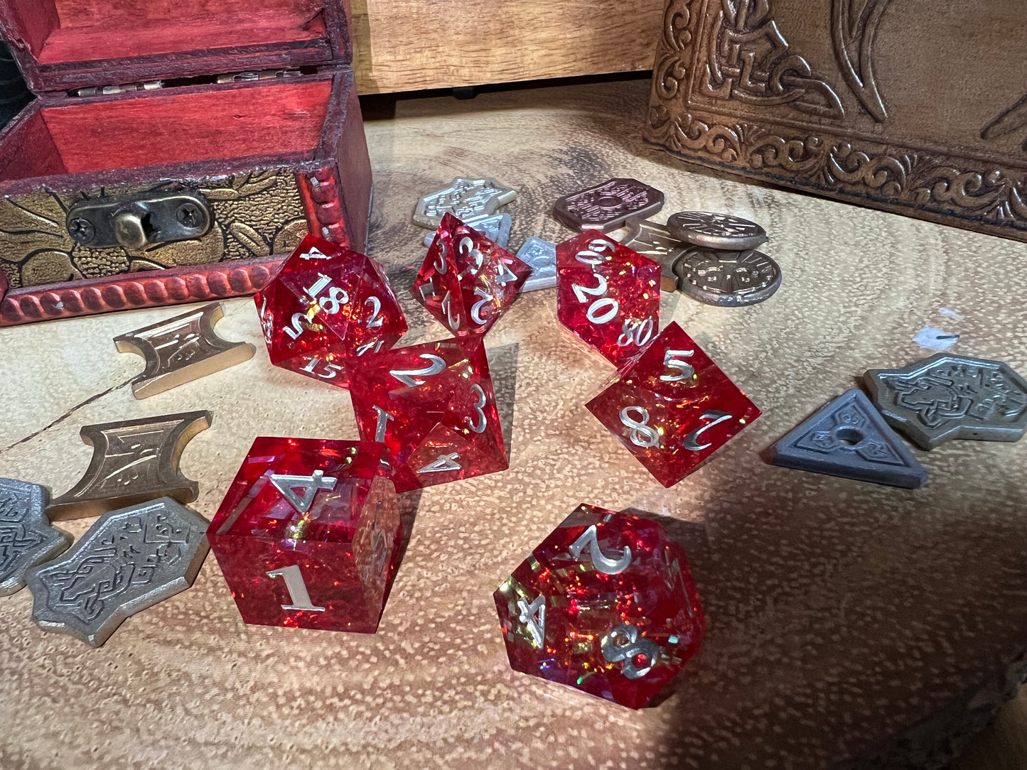 Red Solid Sharp Dice Miniature | Great For Fantasy Rpgs - Tabletop RPG & D&D miniature. Perfect for wargaming & collectors.
