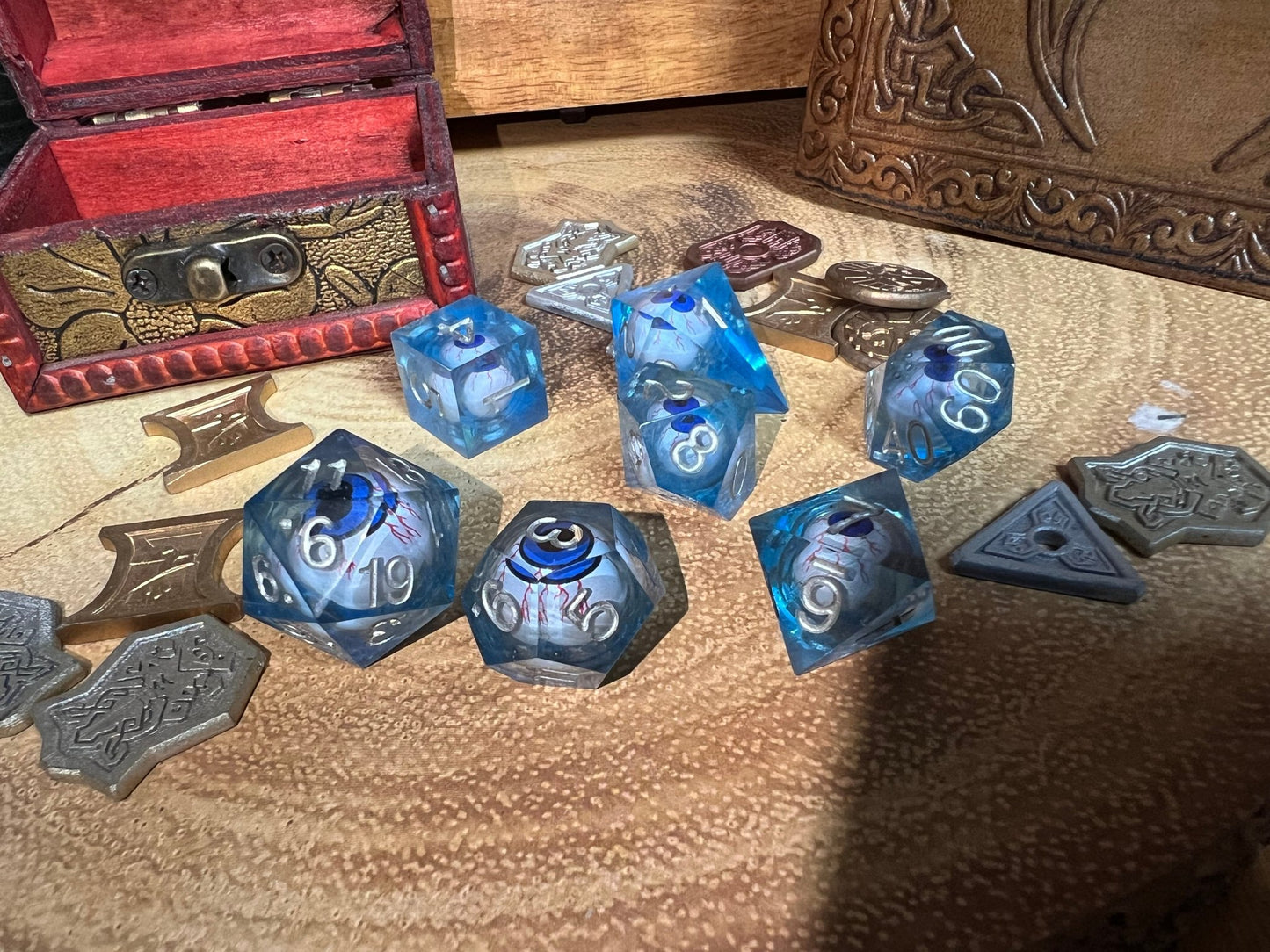 Light Blue Floating Eye Sharp Dice, Premium Quality 3D -