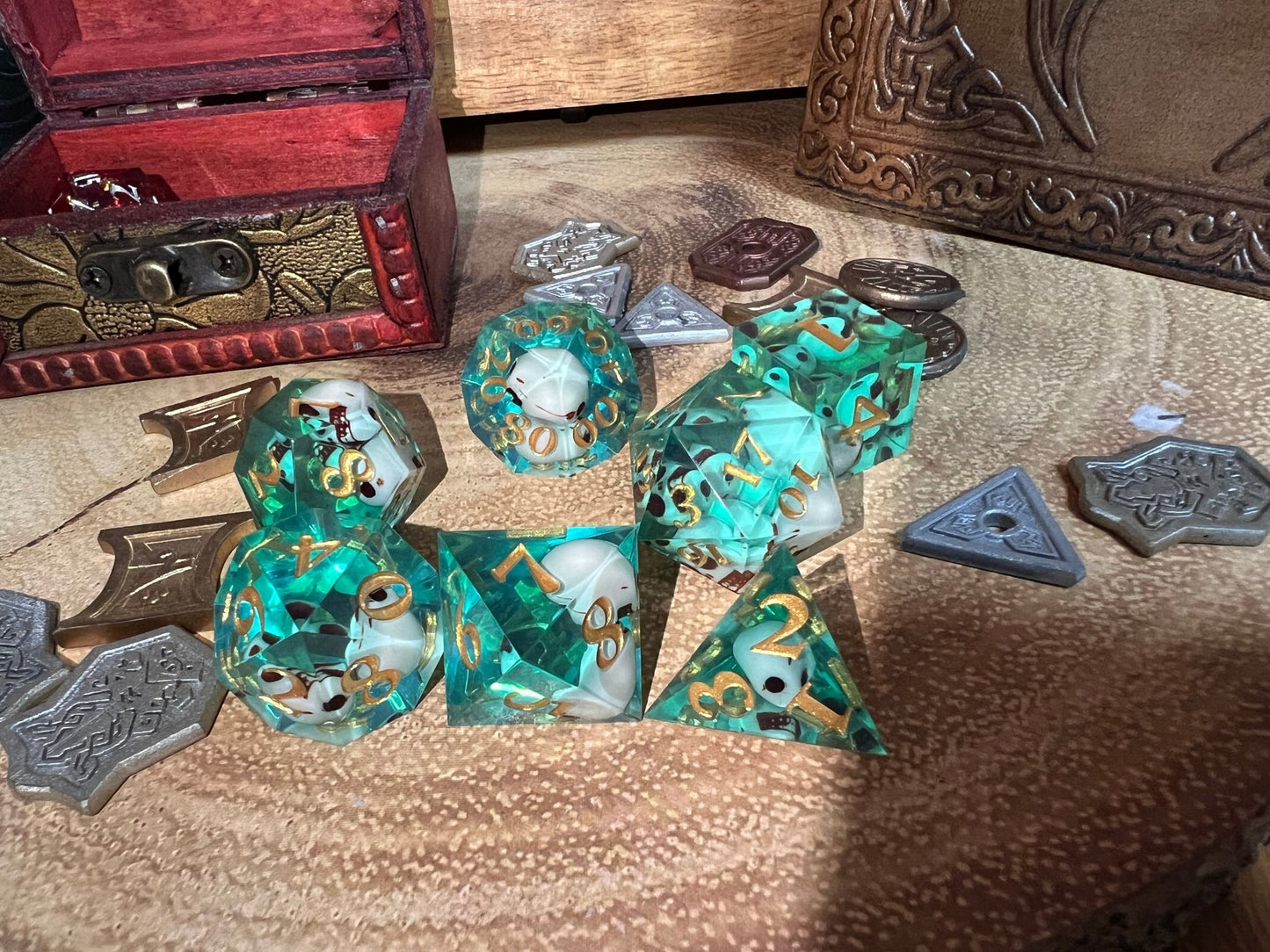 Solid Green And Skulls Sharp Dice, Epic Addition To Any -