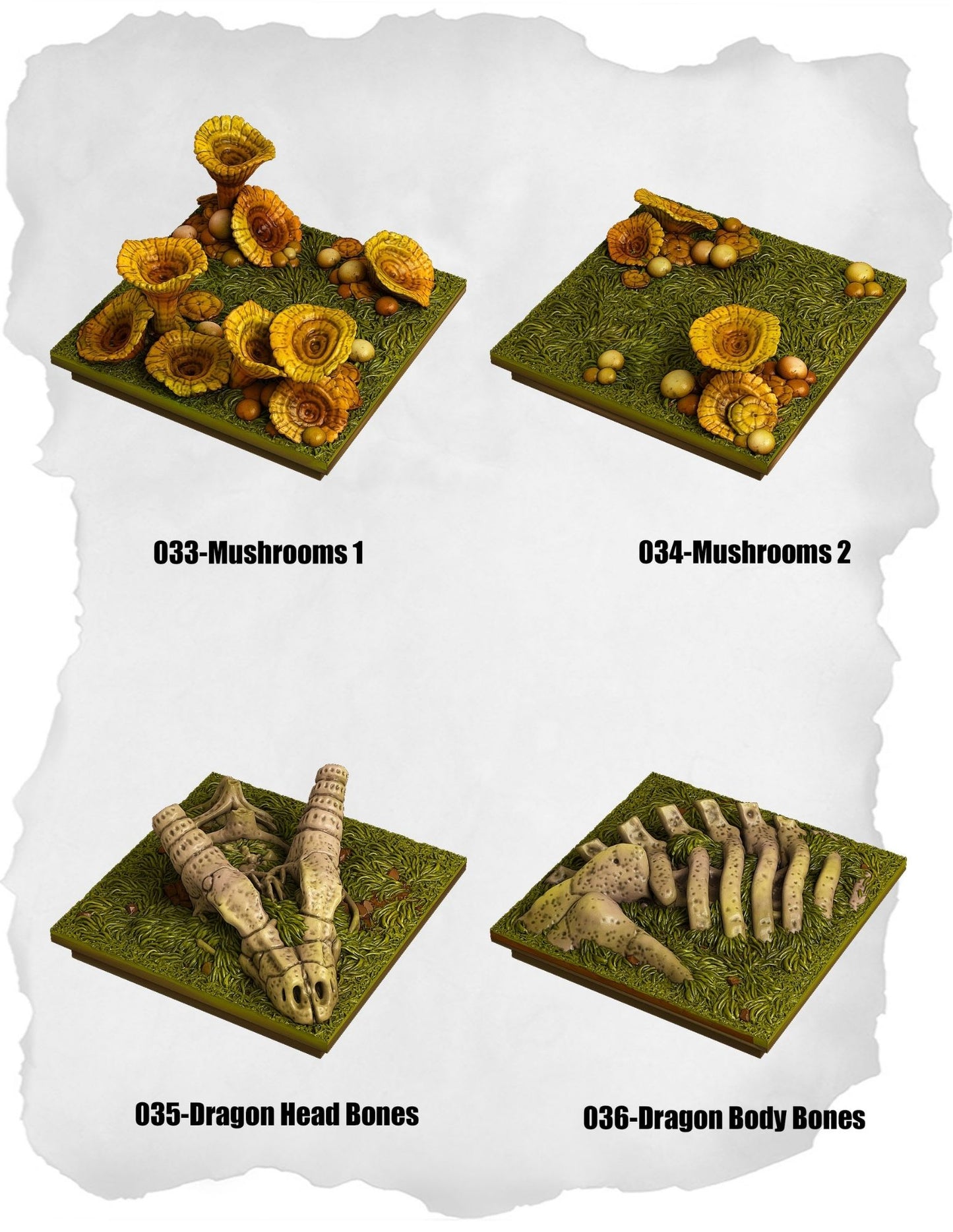 Highland Tiles – Mushrooms & Dragon Bones Pack (MH-033 to MH-036)