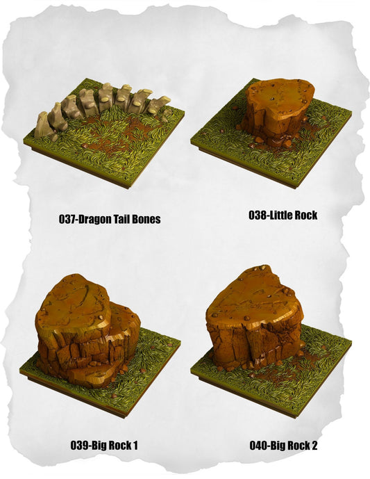 Highland Tiles – Dragon Tail & Rock Pack (MH-037 to MH-040)