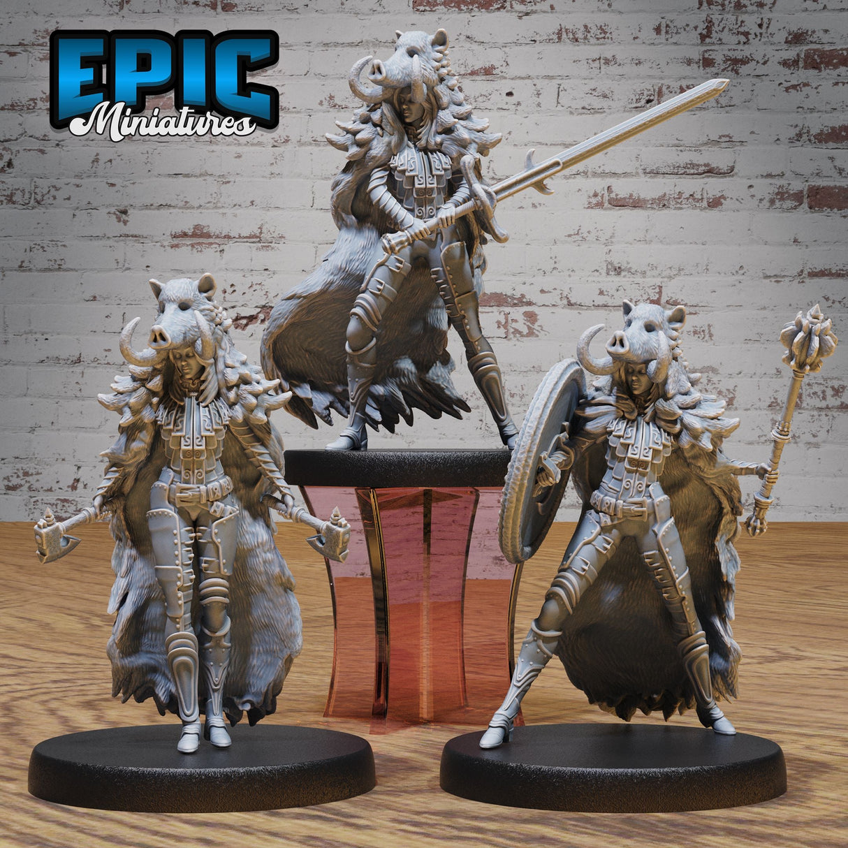 Boar Coat Warrior Lady Miniature