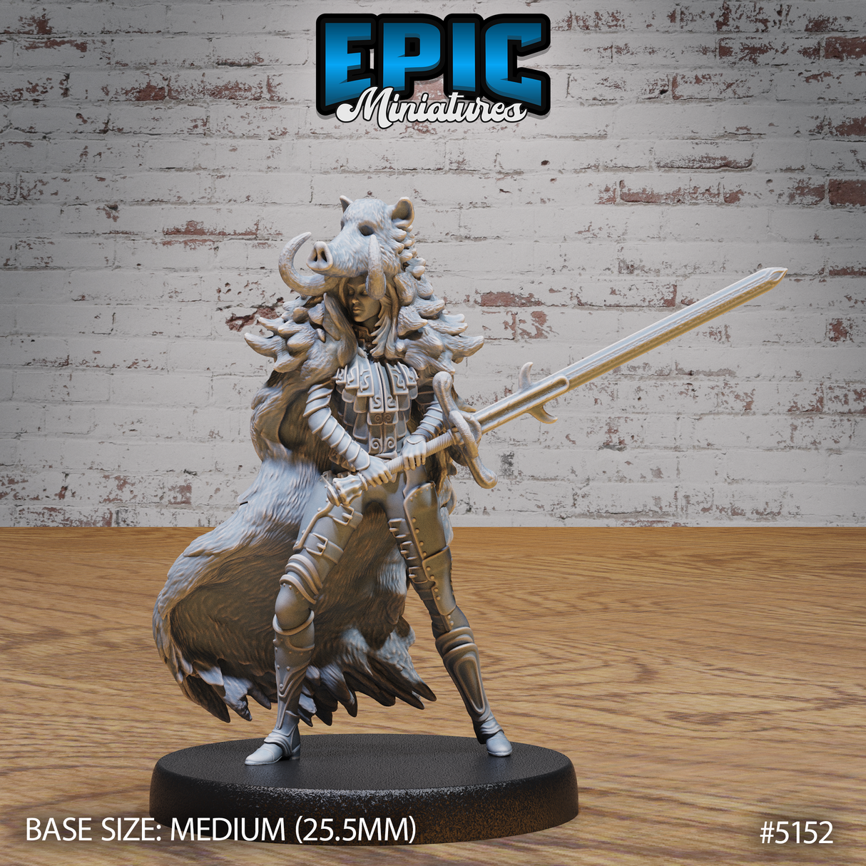Boar Coat Warrior Lady Miniature
