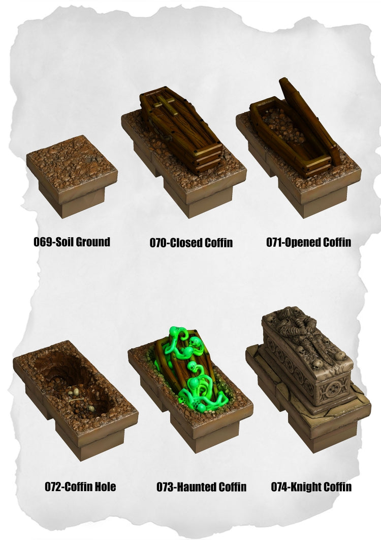 Graveyard Tiles – Coffins Pack (HG-069 to HG-074)