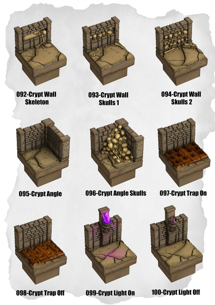 Graveyard Tiles – Crypt Walls & Lighting Pack (HG-092 to HG-100)