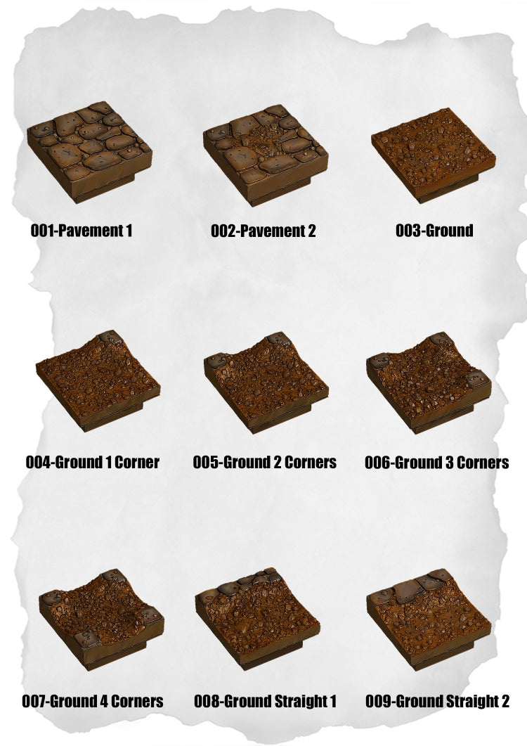 Town Tiles – Pavement & Ground Basics (MT1-001 to MT1-009)