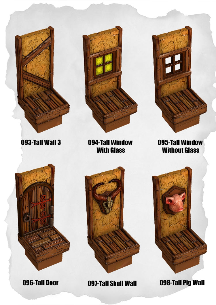 Town Tiles – Tall Variants: Skull, Pig & Fireplace Pack (MT1-093 to MT1-098)