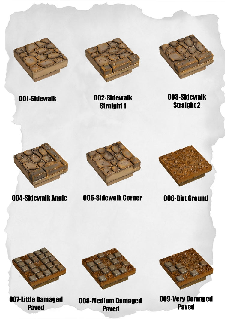 Town Tiles – Sidewalk & Ground Pack (MT2-001 to MT2-009)